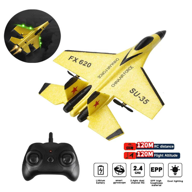 RC Foam SU-35 Fighter Plane – 2.4G Remote Control Glider, Kids' Toy Airplane.